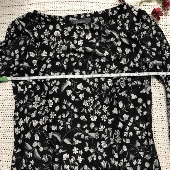 Primark Size 6 Black White Floral Stretch Dress LBD Office Teacher 3/4 sleeve - Picture 6 of 10